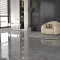 Modern Minimalist Living Room With Beige Sofa Checkered Cushion And White Coffee Table Set