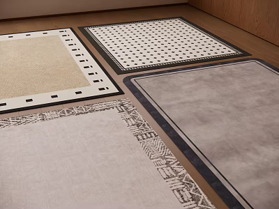 Square Rugs With Various Designs Geometric Patterns Textured Surfaces And Neutral Tones 3d model
