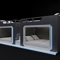 Modern Bunk Bed With Double Decks And Blue LED Strip Lighting Design