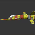 Sci Fi Spaceship Model With Yellow Red And Gray Streamlined Futuristic Design