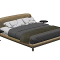 Modern Double Bed With Upholstered Headboard Gray Bedding And Side Nightstand 3d model
