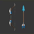 Fantasy Style Bow And Arrow Weapon Design With Blue Accents And Feather Details