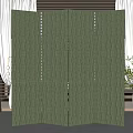 Green Textured Modern Room Divider With Patterned Panels For Home Interior Decor 3d model