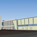 Modern University Campus Building With Glass Facade And Pedestrian Plaza Area