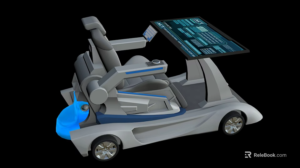 Futuristic Mobility Seat With Digital Display And Blue Gray Design Elements 3d model