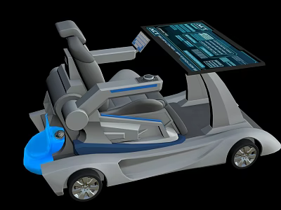 Futuristic Mobility Seat With Digital Display And Blue Gray Design Elements 3d model