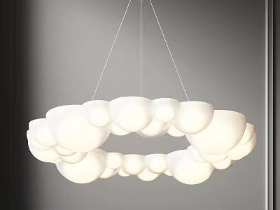 Elegant Modern White Cloud Shaped Chandelier With Multiple Round Bulbs Design 3d model
