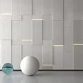 Modern Background Wall With Square Panel Design Embedded Lighting And Decorative Green Transparent White Spheres 3d model