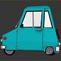 Turquoise Small Cartoon Style Car With Windshield Doors And Vibrant Design