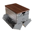 Foldable Storage Box Featuring Wooden Top And Metal Frame For Practical Use 3d model