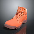CAT Orange Work Boots With Lace Up Design And Durable Rubber Sole 3d model