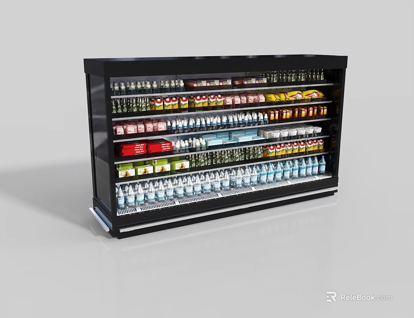 Multi tier Commercial Display Shelf Filled with Assorted Bottled Drinks and Beverages 3d model 