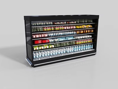 Multi tier Commercial Display Shelf Filled with Assorted Bottled Drinks and Beverages 3d model