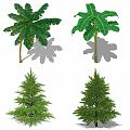 Modern Tree Flowers Green Plant Outdoor 3d model