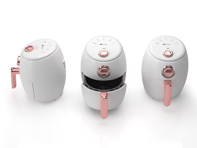Stylish White And Pink Air Fryers Modern Kitchen Appliances With Sleek Design 3d model