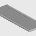 Gray Long Rectangular Grille With Uniform Grid Pattern And Flat Surface 3d model