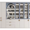 Modern White And Blue Wardrobe With Glass Doors LED Lighting Decorative Items And Books