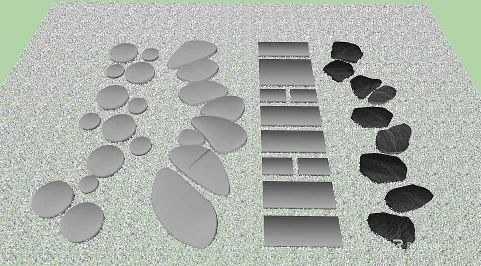 Natural Stone And Wood Materials With Various Shapes And Textures For Decoration 3d model 