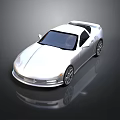 Sleek White 3D Rendered Sports Car With Dark Background And Reflection Design