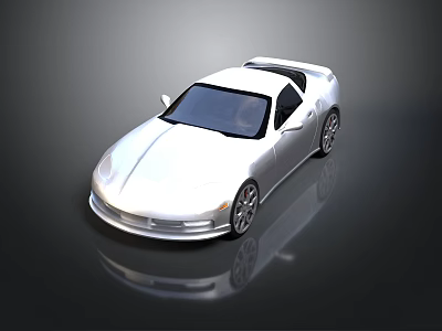 Sleek White 3D Rendered Sports Car With Dark Background And Reflection Design 3d model