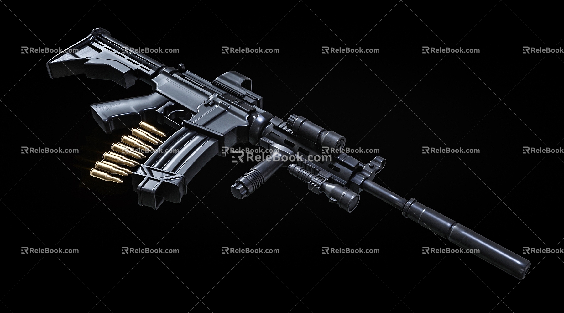 gun rifle m4 rifle bullet 3d model