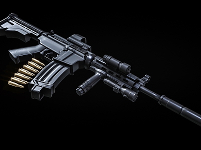 gun rifle m4 rifle bullet 3d model