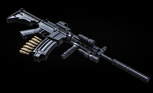 gun rifle m4 rifle bullet 3d model