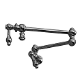 Classic Chrome Wall Mounted Faucet With Curved Spout And Double Handles Design