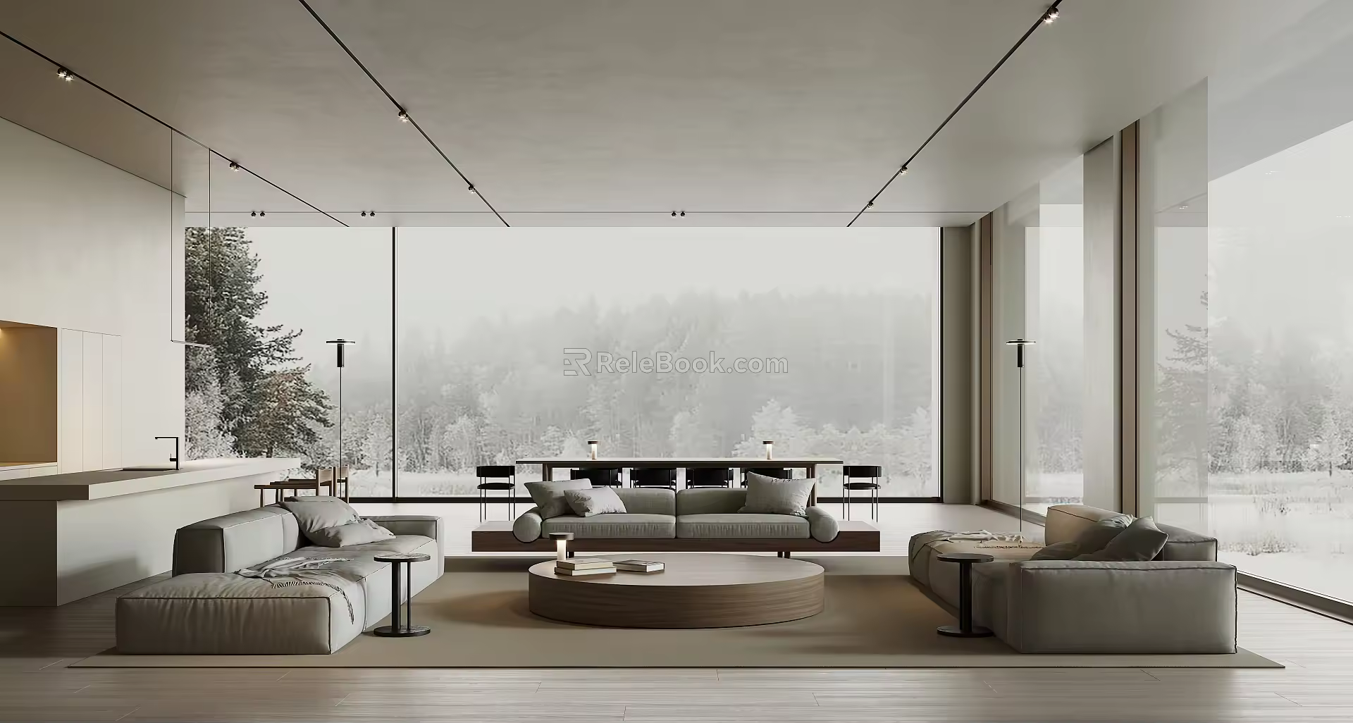 Modern Guest Dining Room Living Room Dining Room Sofa Coffee Table Combination Floor Lamp Multi-person Sofa Dining Table Dining Chair Table Lamp Bar 3d model