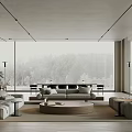 Modern Guest Dining Room Living Room Dining Room Sofa Coffee Table Combination Floor Lamp Multi-person Sofa Dining Table Dining Chair Table Lamp Bar 3d model