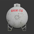 LPG Storage Tank With Red Warning Sign And Metal Base Structure 3d model