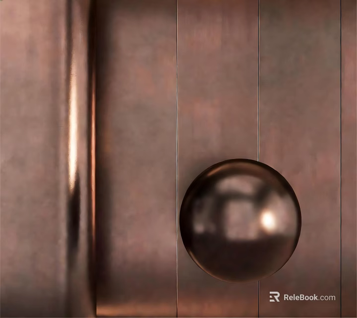 Modern Metallic Copper Wall Paneling With Circular Decorative Sphere Design 3d model 