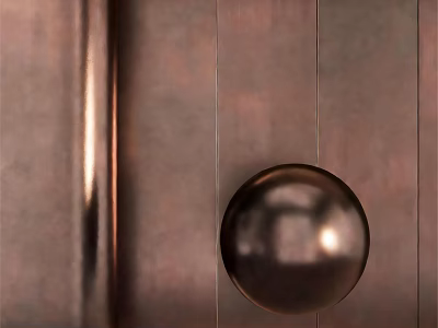Modern Metallic Copper Wall Paneling With Circular Decorative Sphere Design 3d model
