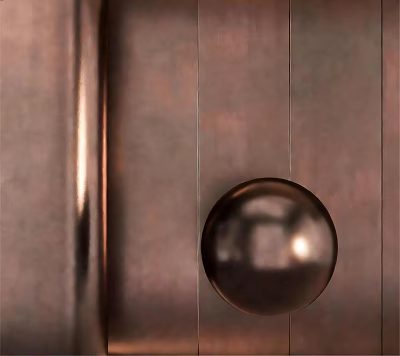 Modern Metallic Copper Wall Paneling With Circular Decorative Sphere Design 3d model