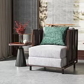 New Chinese Style Single Sofa Single Sofa Side Combination 3d model