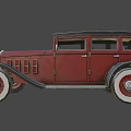 Vintage Red Classic Car Sedan Featuring White Wall Tires And Red Spoke Wheels