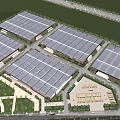 Modern Industrial Plant Complex Featuring Multiple Rooftops Green Landscaping And Road Network