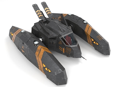 Sci-fi flying machine jet plane spaceship 3d model