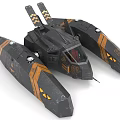 Futuristic Sci Fi Aircraft Model With Black Body And Orange Accents