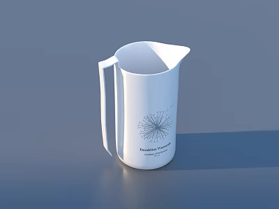 White Ceramic Pitcher With Traditional Patterns And Handle For Home Use 3d model