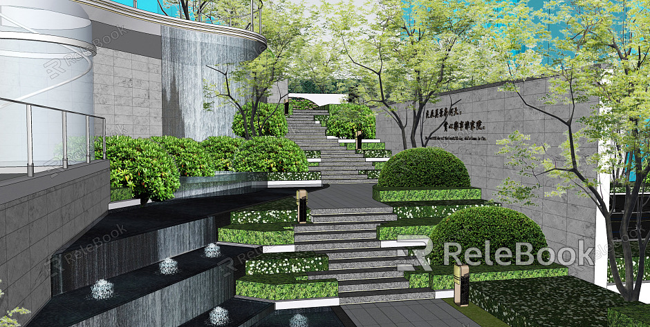 Modern Landscape Residential District Residential District Step Platform Elevational Difference Landscape model