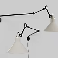 Modern Wall Mounted Lamp With Adjustable Arm And White Shade 3d model