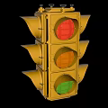 Public Facility Yellow Traffic Light With Red Yellow Green Signal Lights