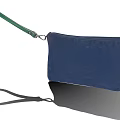 Fashionable Embroidered Clutch Bag With Orange White Flower Pattern Navy Blue Background And Green Wristlet