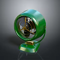 Vintage Green Electric Fan With Classic Design Gold Accents And Sturdy Base