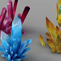 Colorful Crystal Stone Clusters with Red Blue and Yellow Colors