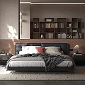 Modern Bedroom Interior Design With Black Headboard Bed White Curtains And Gray Blanket