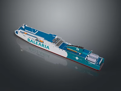 BALEARIA Ship With Blue And White Exterior Design And Brand Logo 3d model