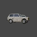 Vintage White SUV Models Displayed From Different Angles On Gray Background
