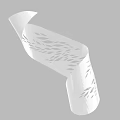 White Curved Decorative Ornament With Laser Cut Leaf Patterns Design 3d model